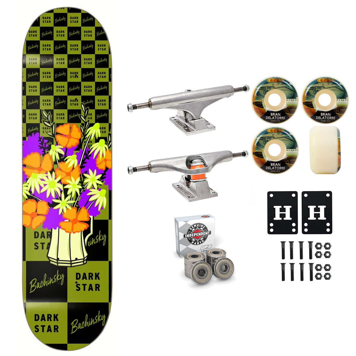 Darkstar Premium Complete Skateboard Bachinsky Flowers 8.25" Independent Satori Upgrade