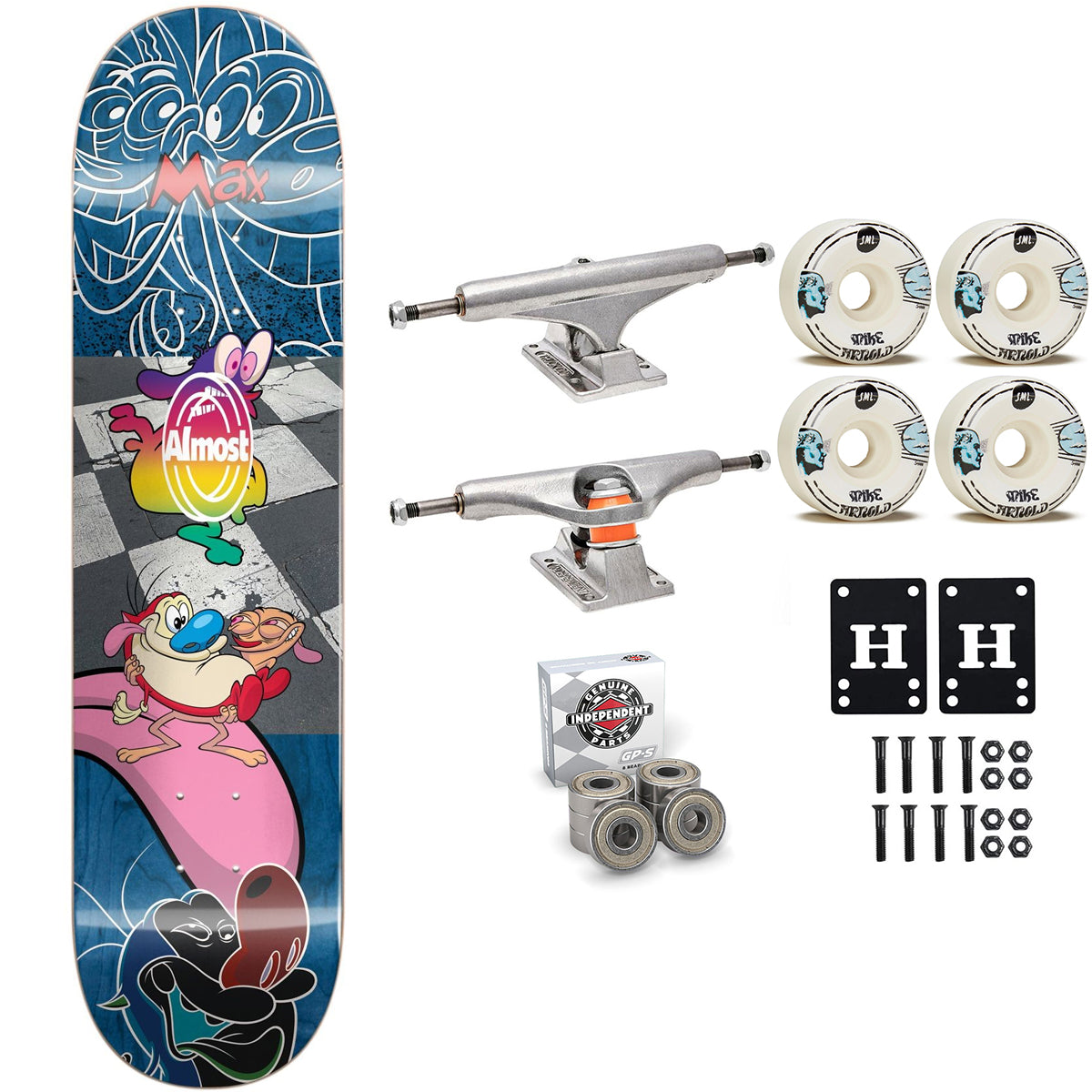Almost Premium Skateboard Max Ren and Stimpy 8.25" Independent Sml Upgrade