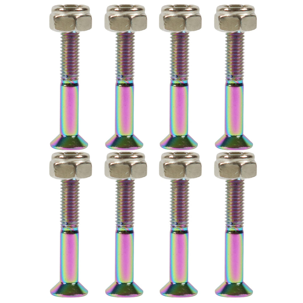 Dime Bag Skateboard Mounting Hardware 1.25" Phillips Oil Slick Bolts / Silver Nuts