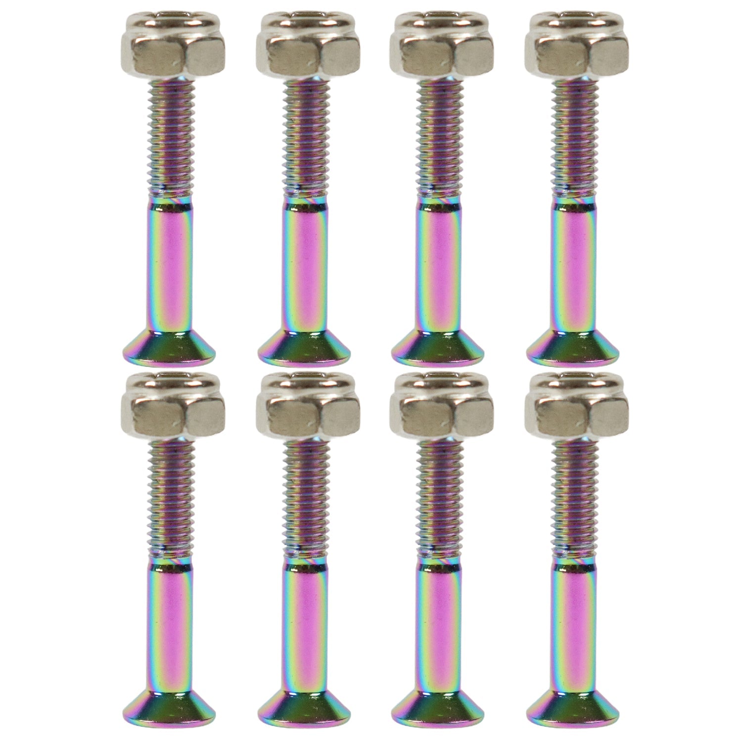 Dime Bag Skateboard Mounting Hardware 1.25" Phillips Oil Slick Bolts / Silver Nuts