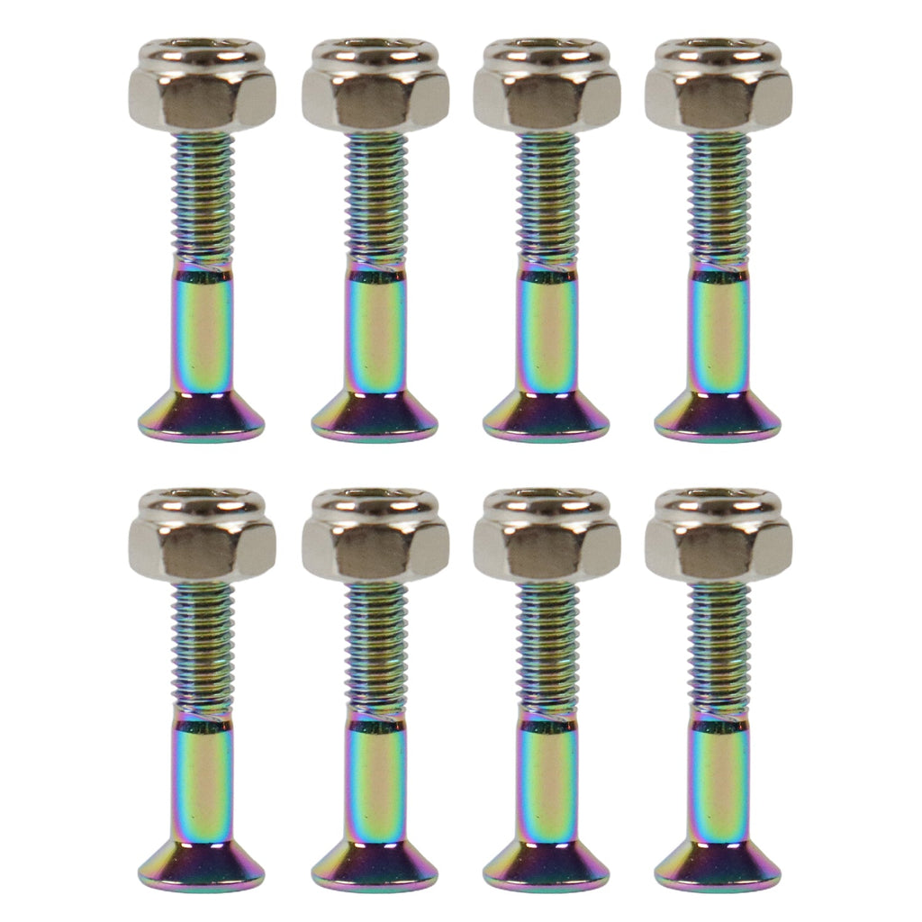 Dime Bag Skateboard Mounting Hardware 1" Phillips Oil Slick Bolts / Silver Nuts