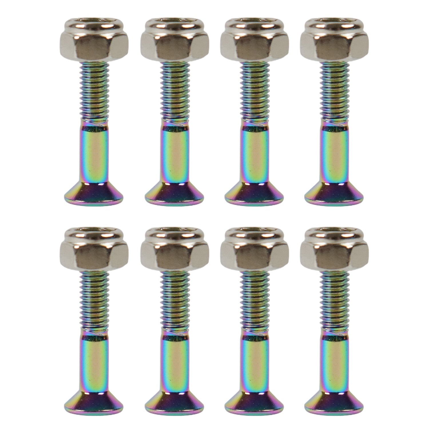 Dime Bag Skateboard Mounting Hardware 1" Phillips Oil Slick Bolts / Silver Nuts