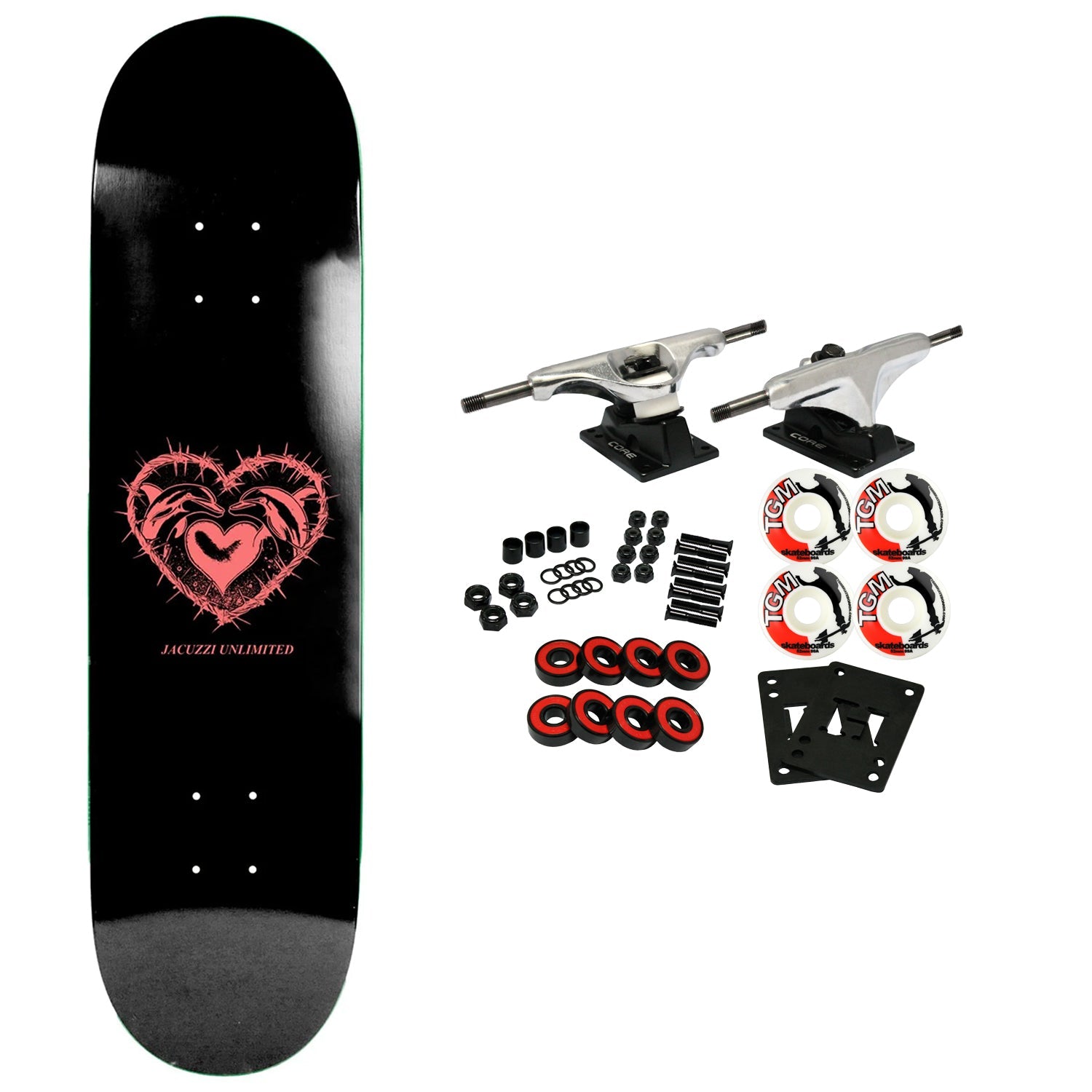 Jacuzzi Skateboard Complete Dolphin Logo Black 8.25" x 32"