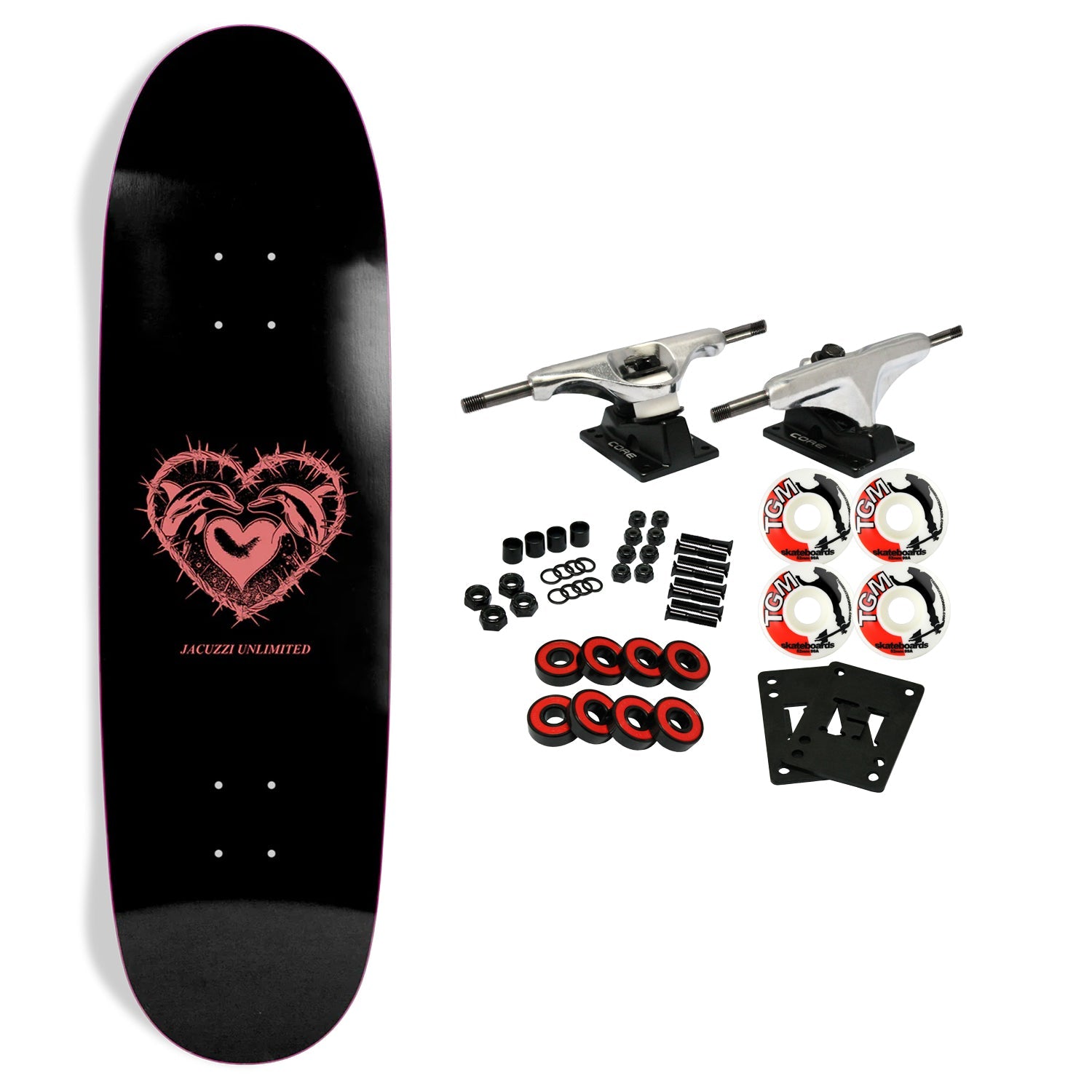 Jacuzzi Skateboard Complete Dolphin Logo Black 8.75" x 32.1"