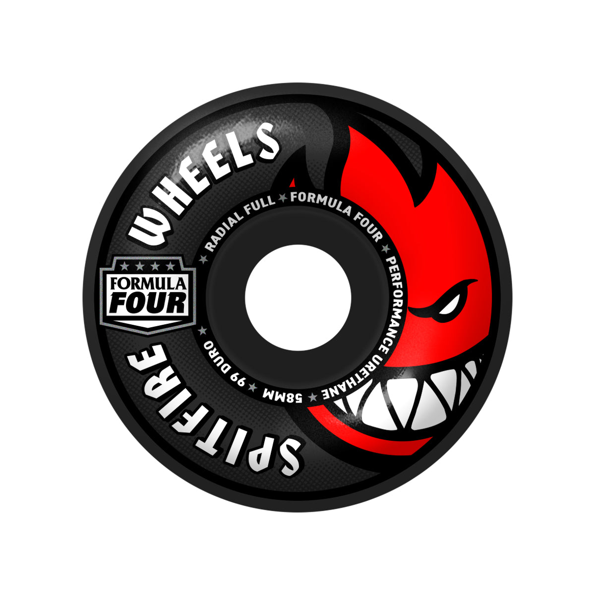 Spitfire Skateboard Wheels 58mm F4 99A Radial Full Black