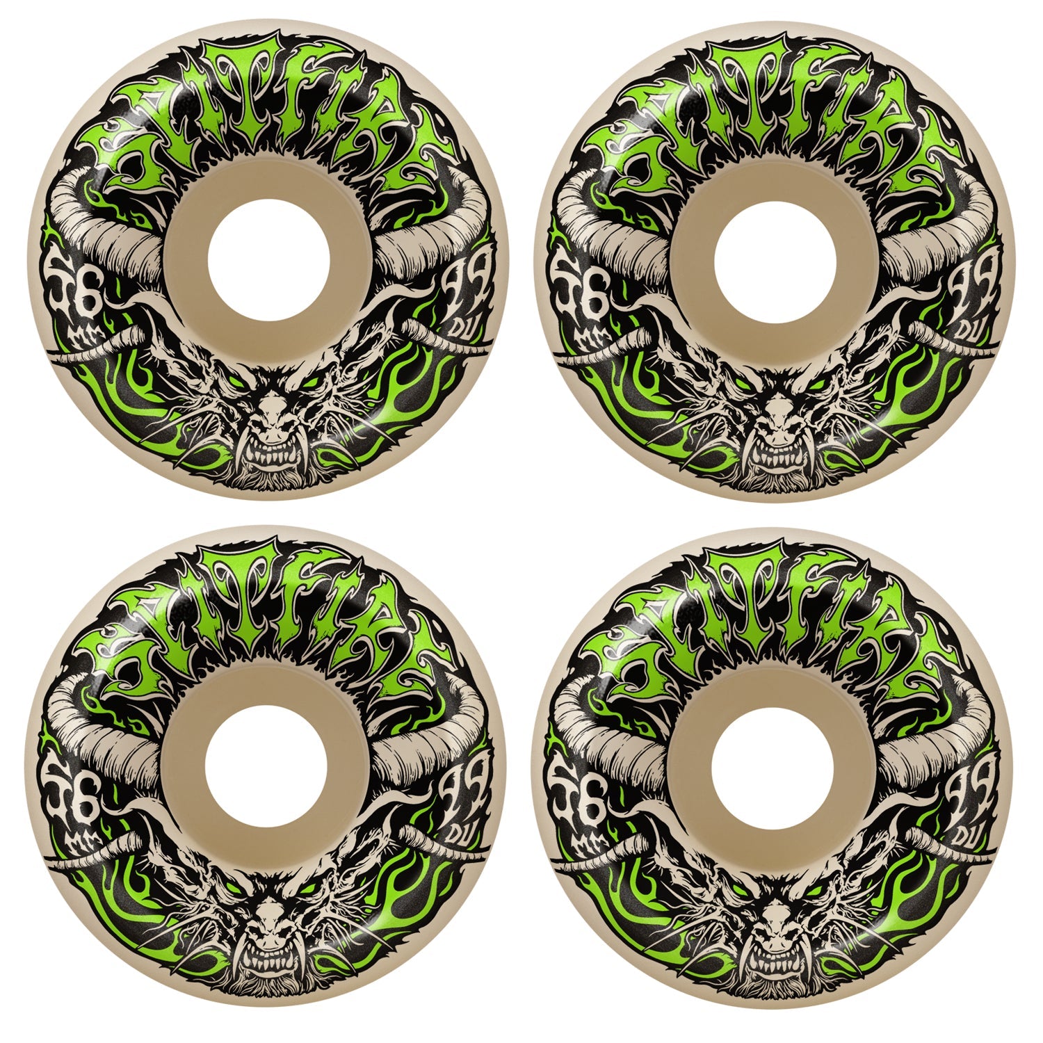 Spitfire Skateboard Wheels 56mm F4 99A Demon Redux Conical Full Natural