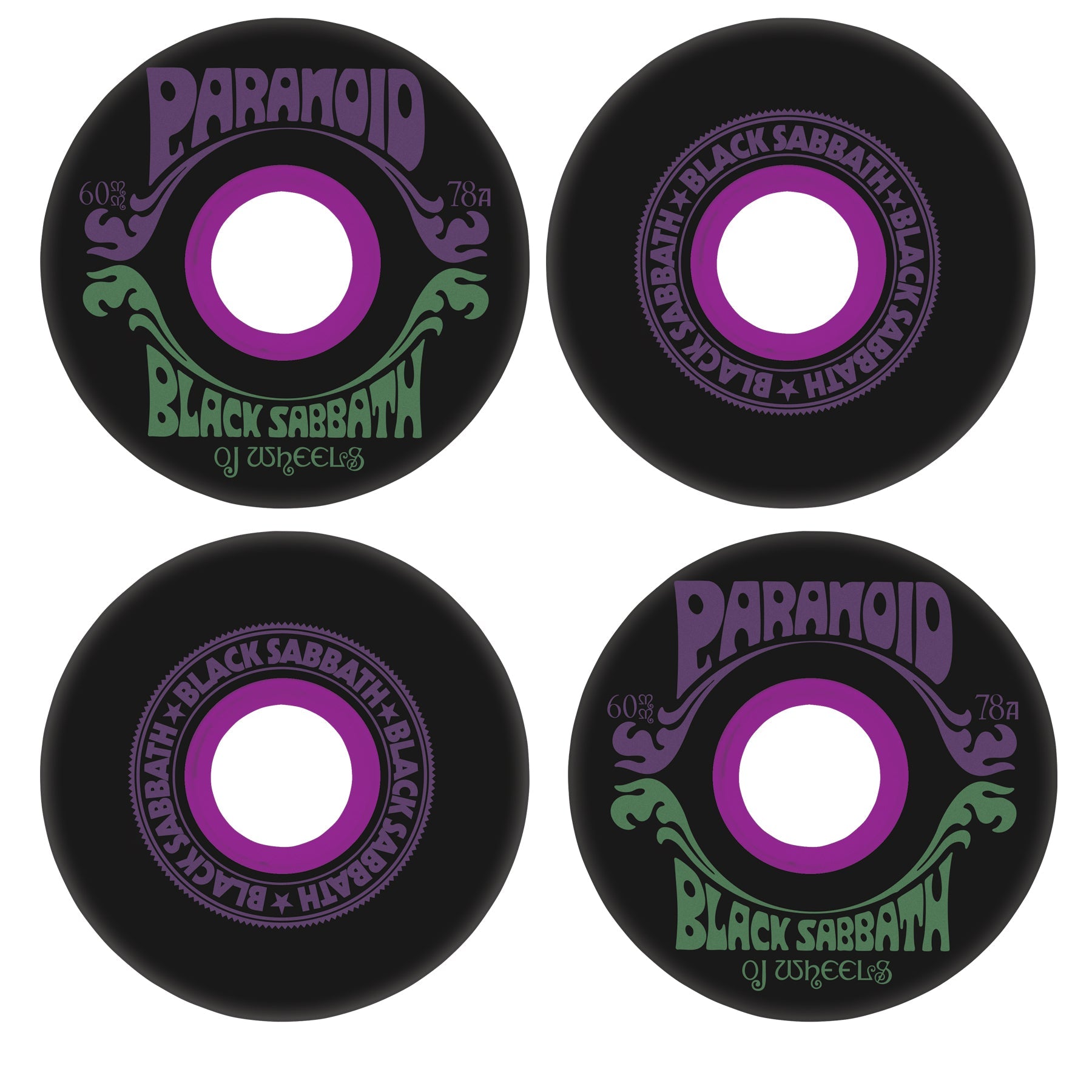 OJ Skateboard Wheels 60mm Black Sabbath Paranoid Super Juice 78A Black