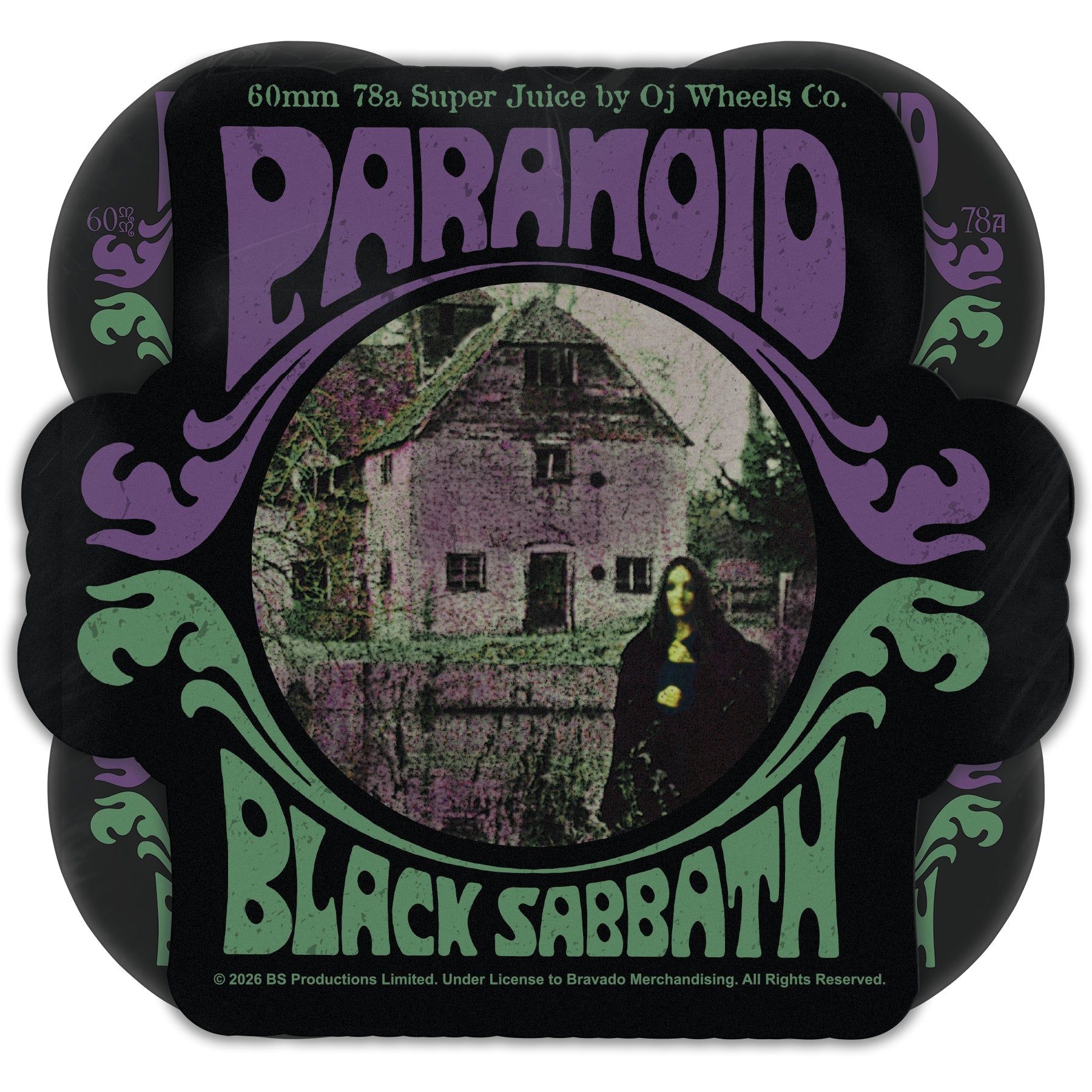 OJ Skateboard Wheels 60mm Black Sabbath Paranoid Super Juice 78A Black