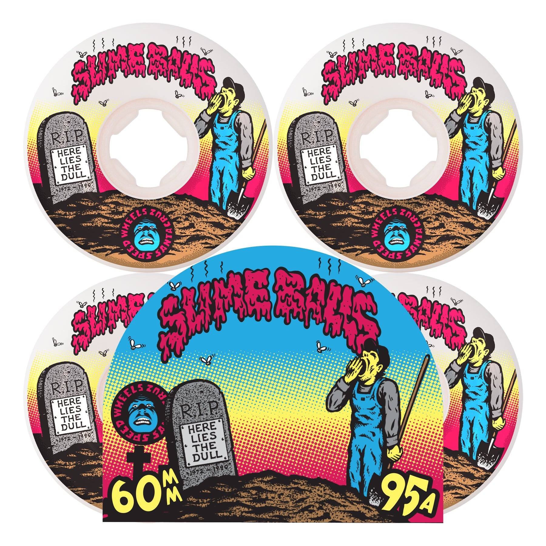 Slime Balls Skateboard Wheels 60mm Death of Dull Vomits 95A White