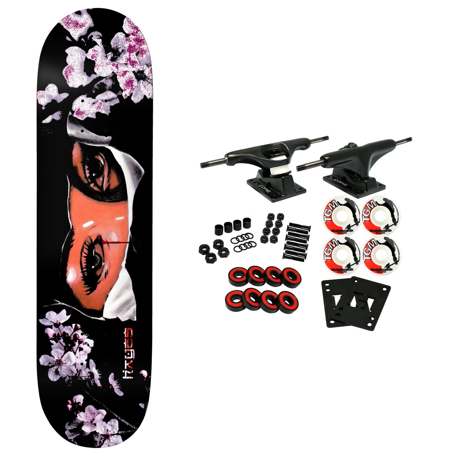 Deathwish Skateboard Complete Jake Hayes Blosson Black 8.475" x 31.75"