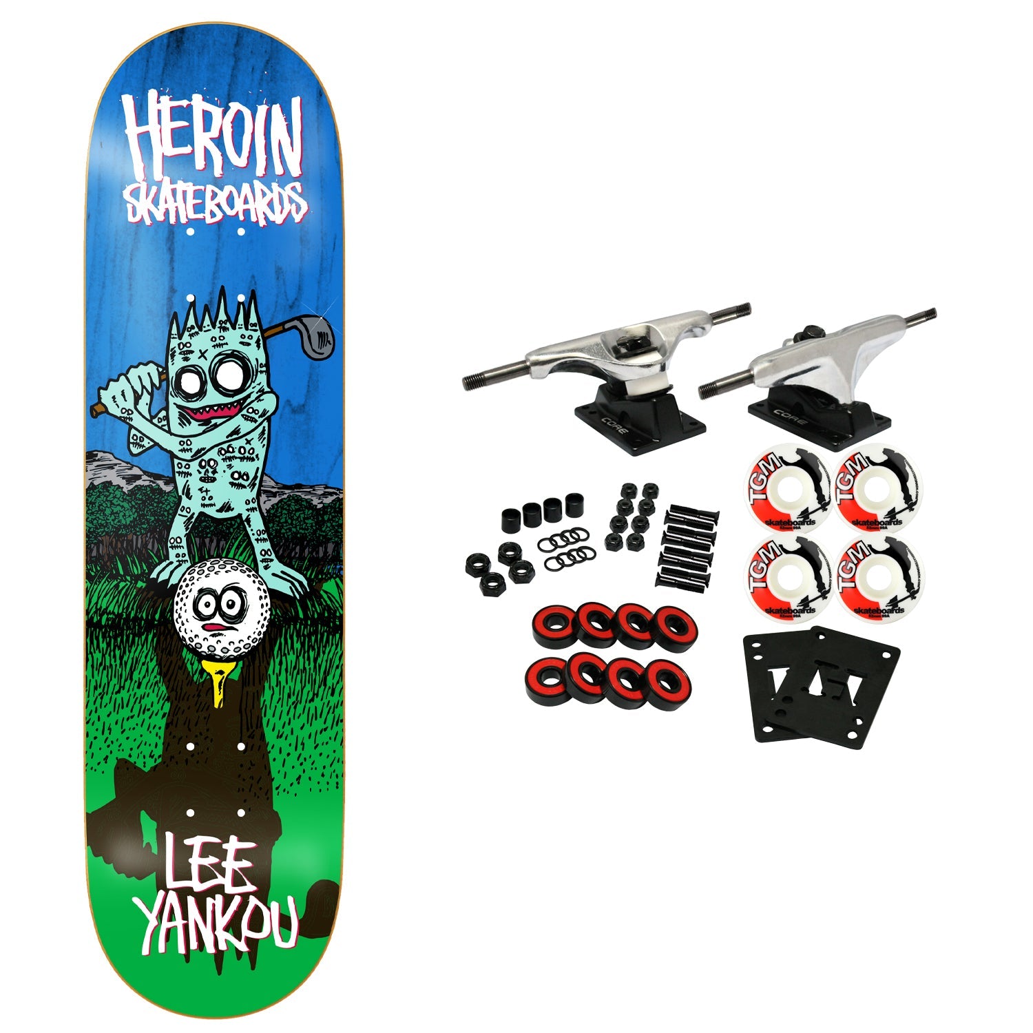 Heroin Skateboard Complete Lee Yankou Golf Imp (Assorted) Assorted 8.25" x 31.9"