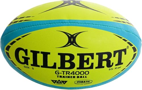 Gilbert G-TR4000 RugbyTraining Ball – Hand Stitchedwith Patented Triangular Grip –Durable 3-Ply WaterproofSurface for College & ClubPractice