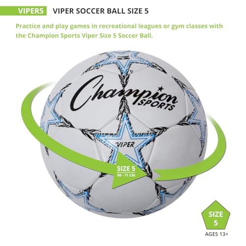 Champion Sports Viper SoccerBall – TPU Soft-Touch TrainingBall in Sizes 3,4,5 forIndoor/Outdoor Play