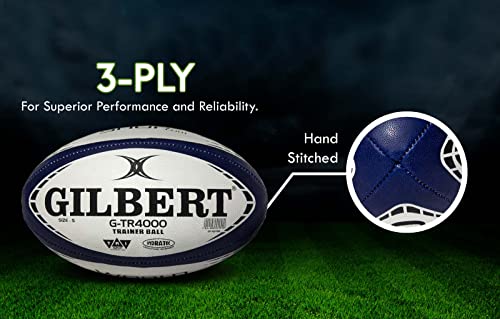 World Rugby Shop X GilbertG-TR4000 Rugby Ball - Adultand Youth Sizes 3, 4, and 5 -Hand Stitched - 3 PlyConstruction