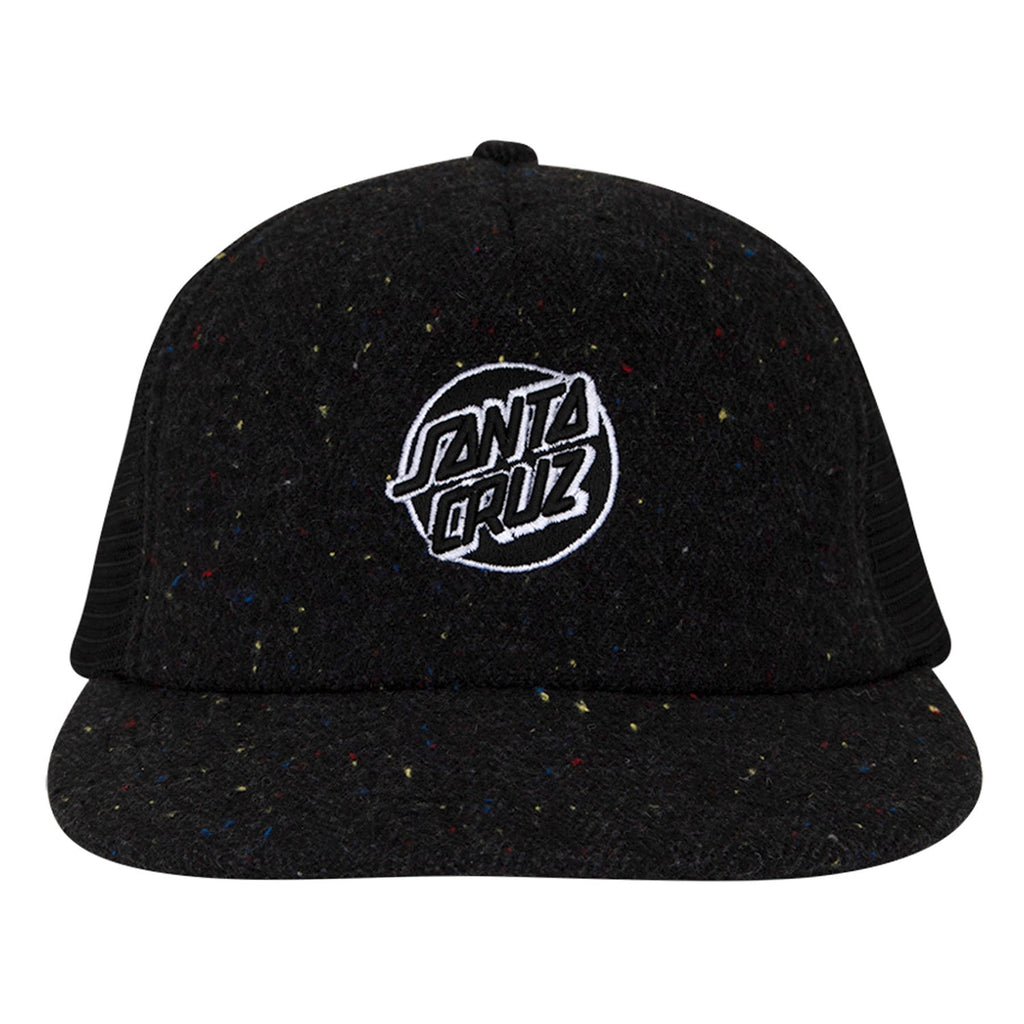 Santa Cruz Skateboards Hat Cruz Embroidered Mesh Trucker Black Speckle