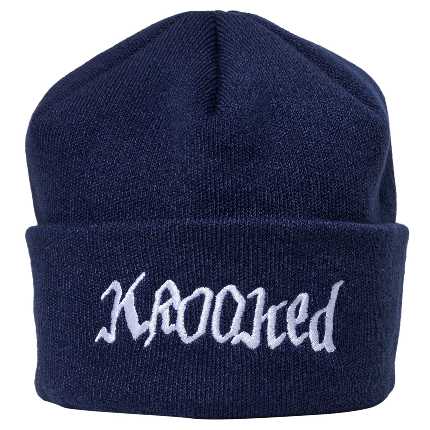 Krooked Skateboards Beanie Double OK Script Cuff Navy/White