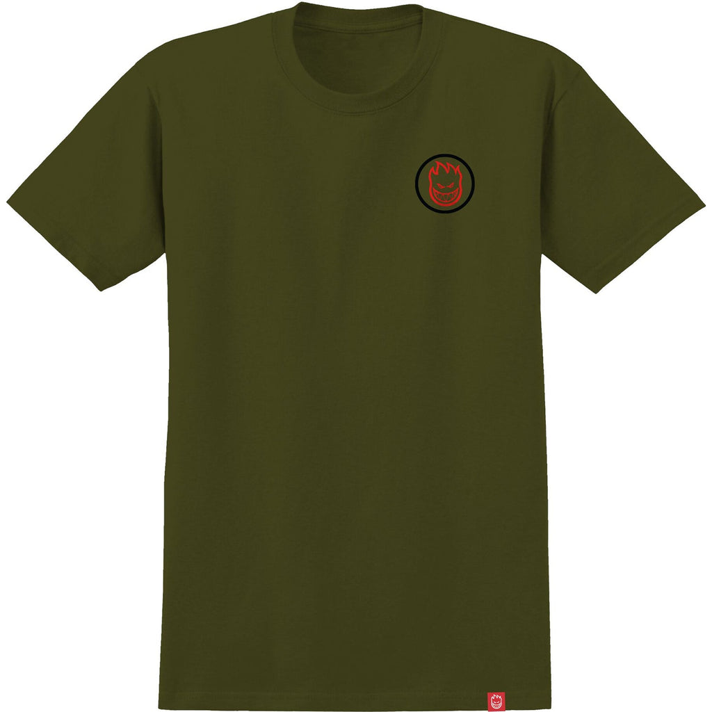 Spitfire Wheels Shirt Classic Swirl Overlay Military Green/Black/Red