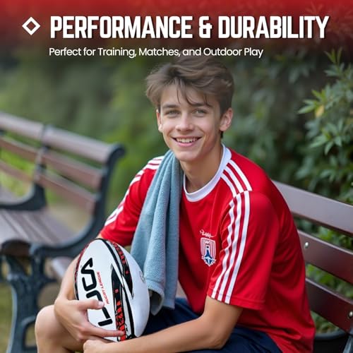 LUCA Rugby Ball Youth andAdult Sizes 3, 4 & 5 - HandStitched Super Grip TrainingBall - Durable 3-Ply WaterproofSurface for College & ClubPractice