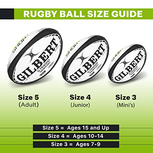 World Rugby Shop X GilbertG-TR4000 Rugby Ball - Adultand Youth Sizes 3, 4, and 5 -Hand Stitched - 3 PlyConstruction