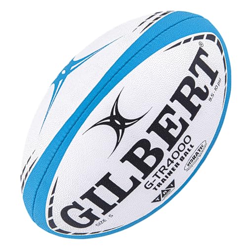 Gilbert G-TR4000 RugbyTraining Ball – Hand Stitchedwith Patented Triangular Grip –Durable 3-Ply WaterproofSurface for College & ClubPractice