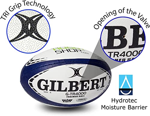 World Rugby Shop X GilbertG-TR4000 Rugby Ball - Adultand Youth Sizes 3, 4, and 5 -Hand Stitched - 3 PlyConstruction