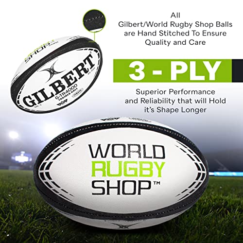 World Rugby Shop X GilbertG-TR4000 Rugby Ball - Adultand Youth Sizes 3, 4, and 5 -Hand Stitched - 3 PlyConstruction