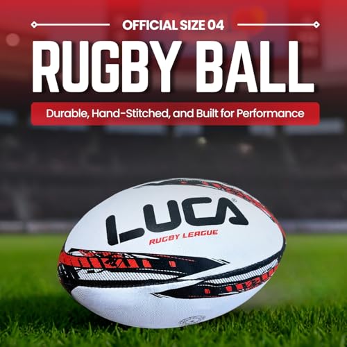 LUCA Rugby Ball Youth andAdult Sizes 3, 4 & 5 - HandStitched Super Grip TrainingBall - Durable 3-Ply WaterproofSurface for College & ClubPractice