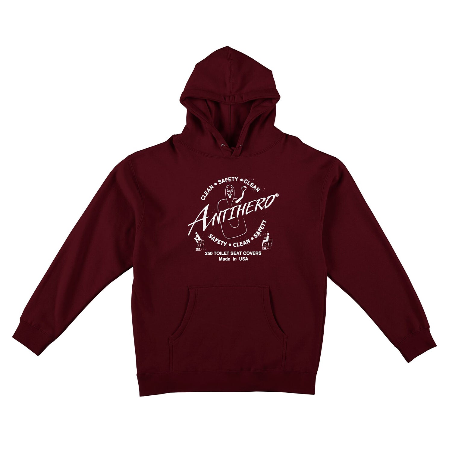 Anti Hero Skateboards Hoody Clean Safety Maroon/White