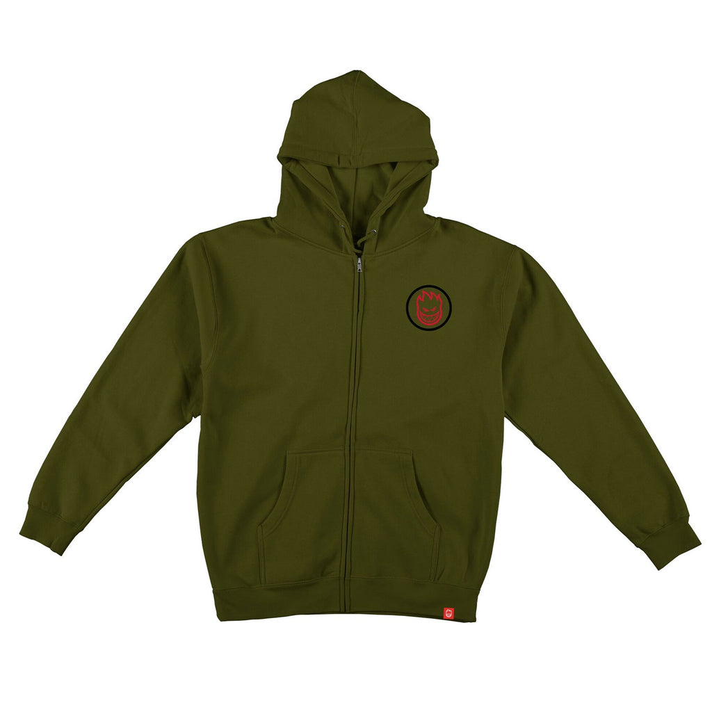 Spitfire Wheels Hoody Classic Swirl Overlay Zip Army/Black/Red