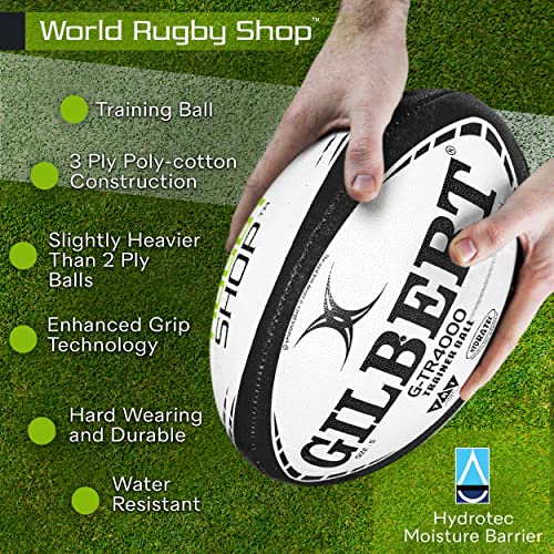 World Rugby Shop X GilbertG-TR4000 Rugby Ball - Adultand Youth Sizes 3, 4, and 5 -Hand Stitched - 3 PlyConstruction