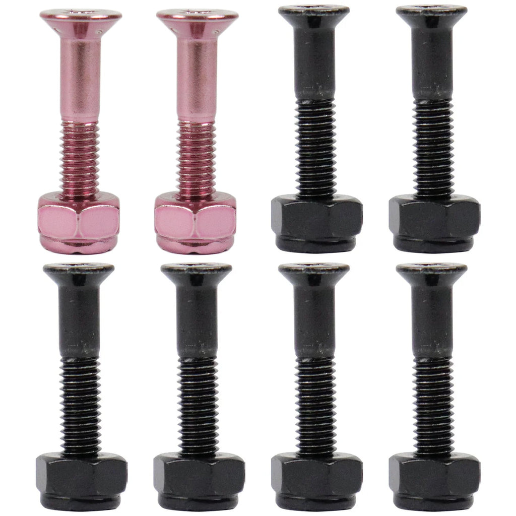 Dime Bag Skateboard Mounting Hardware 1" Phillips Black and Pink Nuts and Bolts