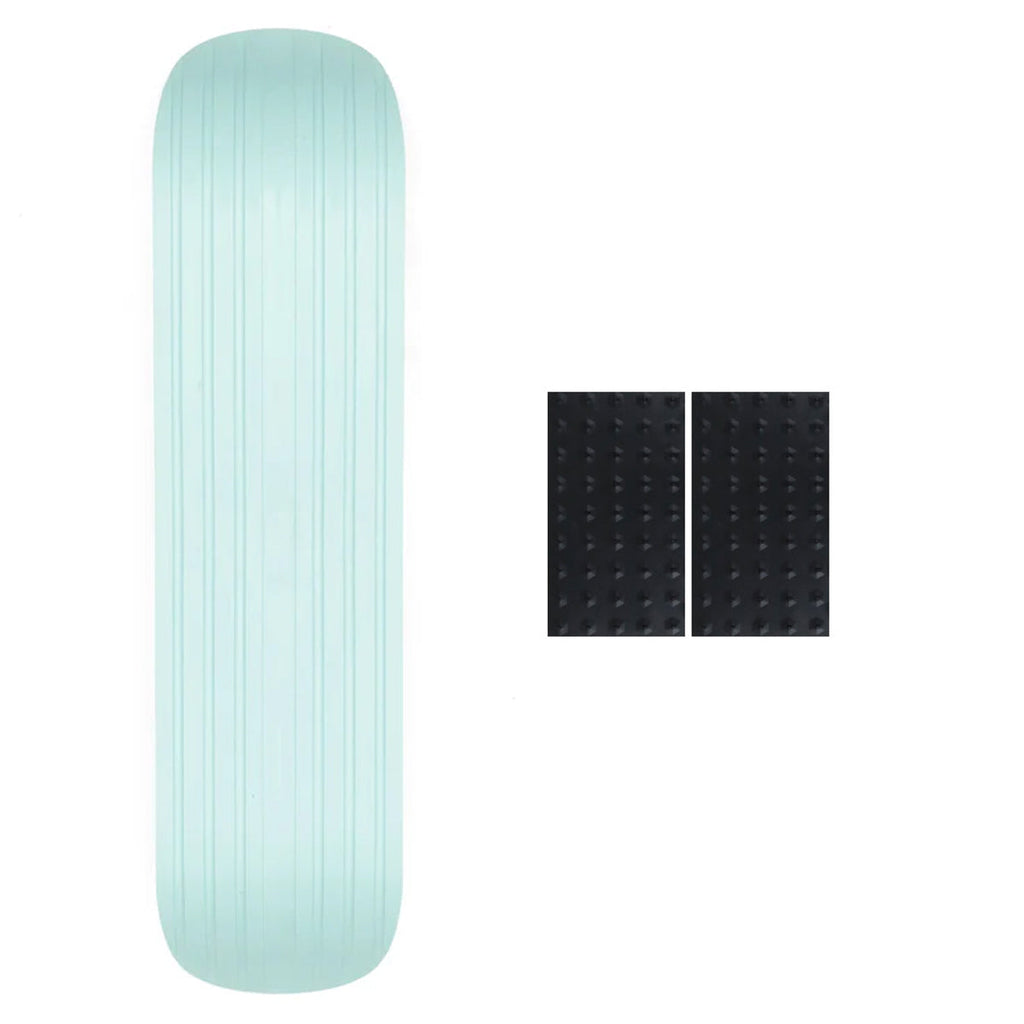 Ambition Snowskate Jib Ice 8.5" x 33" Plastic Snow Skate Deck with Foam Grip Applied and Studded Grip Add On