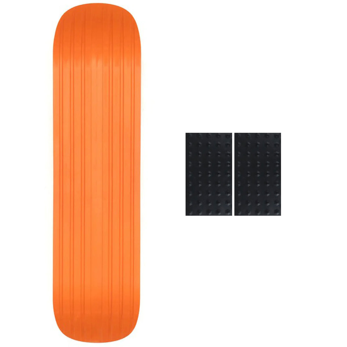 Ambition Snowskate Jib Orange 8.5" x 33" Plastic Snow Skate Deck with Foam Grip Applied and Studded Grip Add On