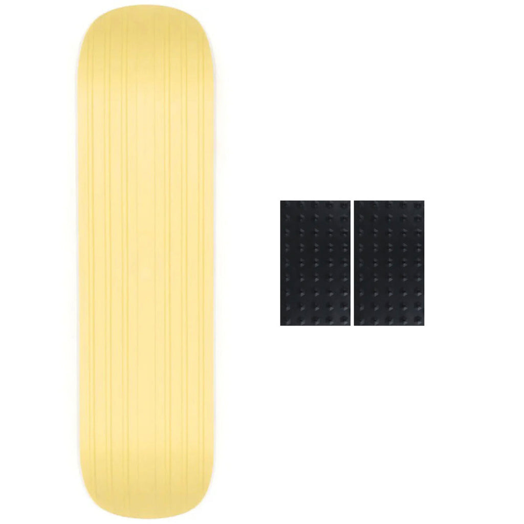 Ambition Snowskate Jib Yellow 8.5" x 33" Plastic Snow Skate Deck with Foam Grip Applied and Studded Grip Add On