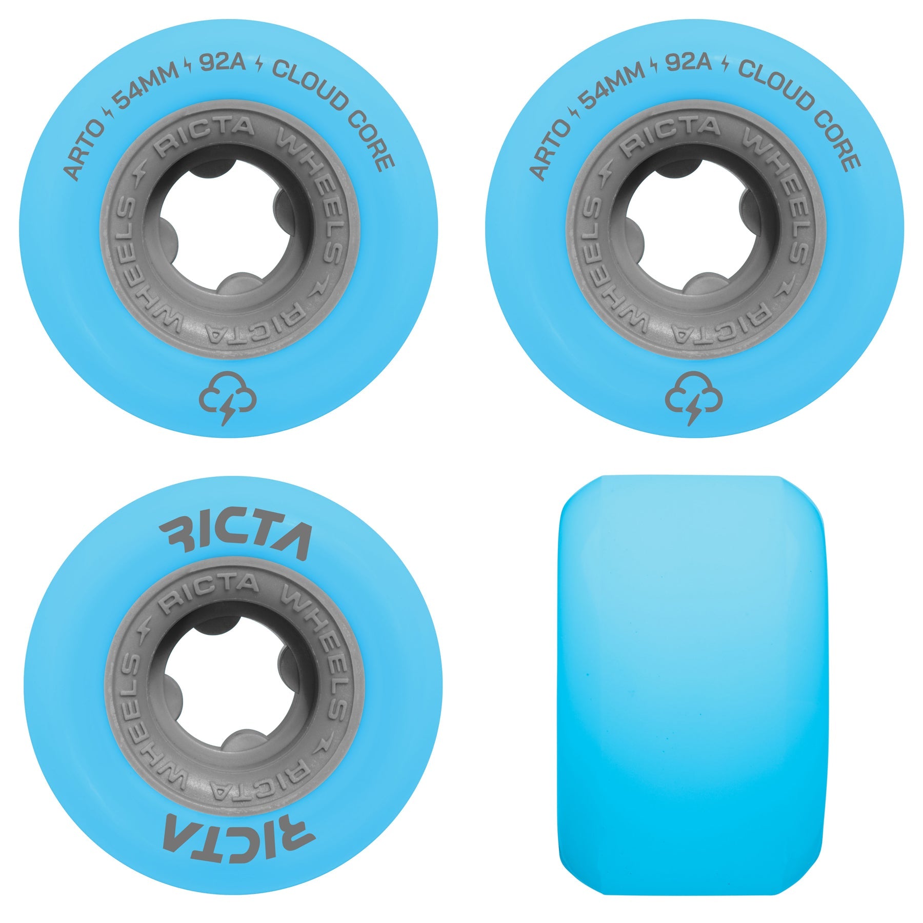 Ricta Skateboard Wheels 54mm Arto Saari Clouds 92A Light Blue