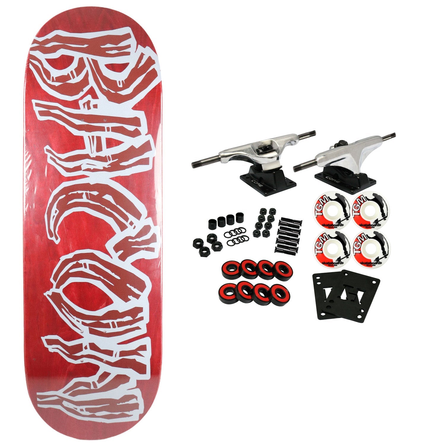 Bacon Skateboard Complete Logo Veneer Red 9.5" x 33"