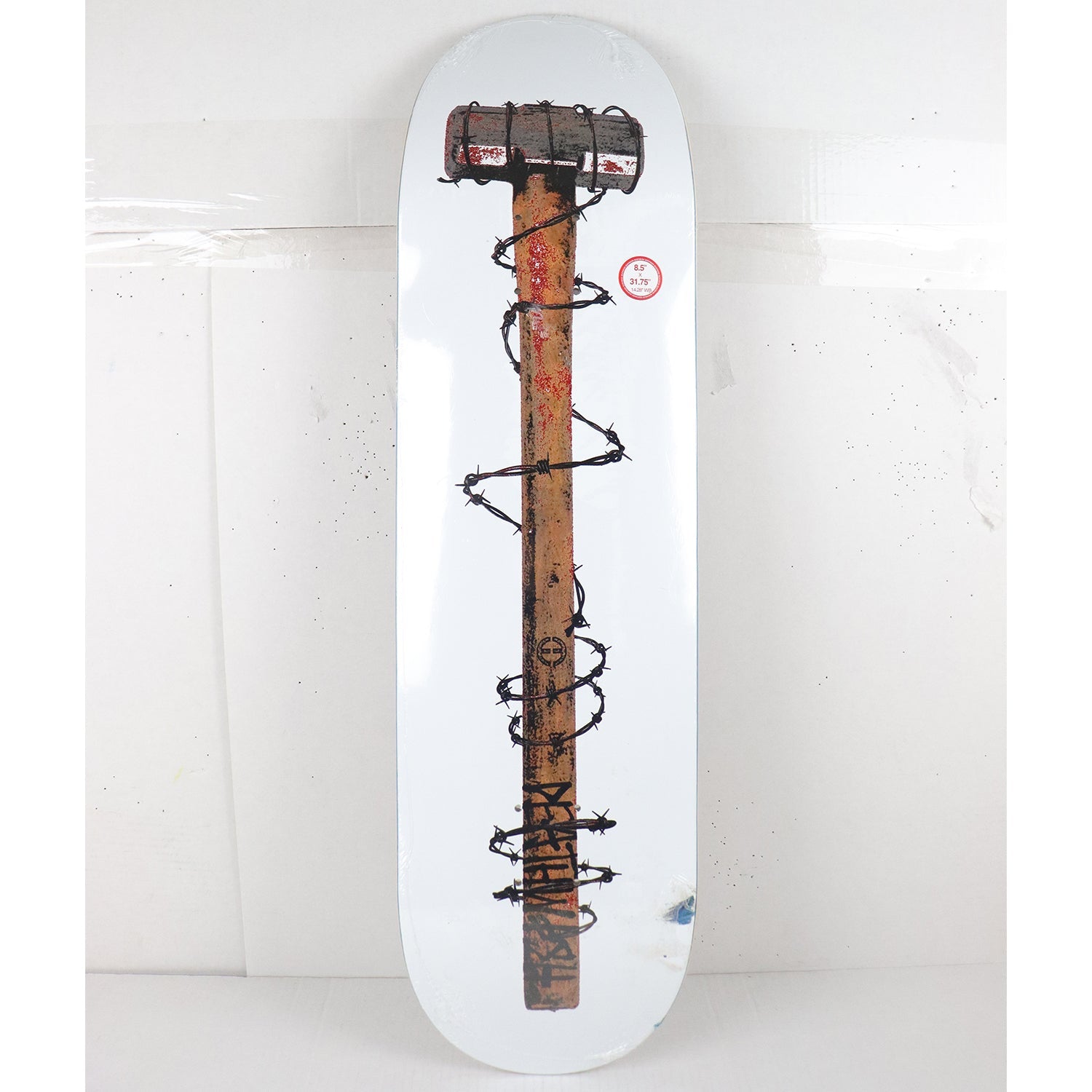 Scratched Deathwish Skateboard Deck Erik Ellington Sledge White 8.5" x 31.875"