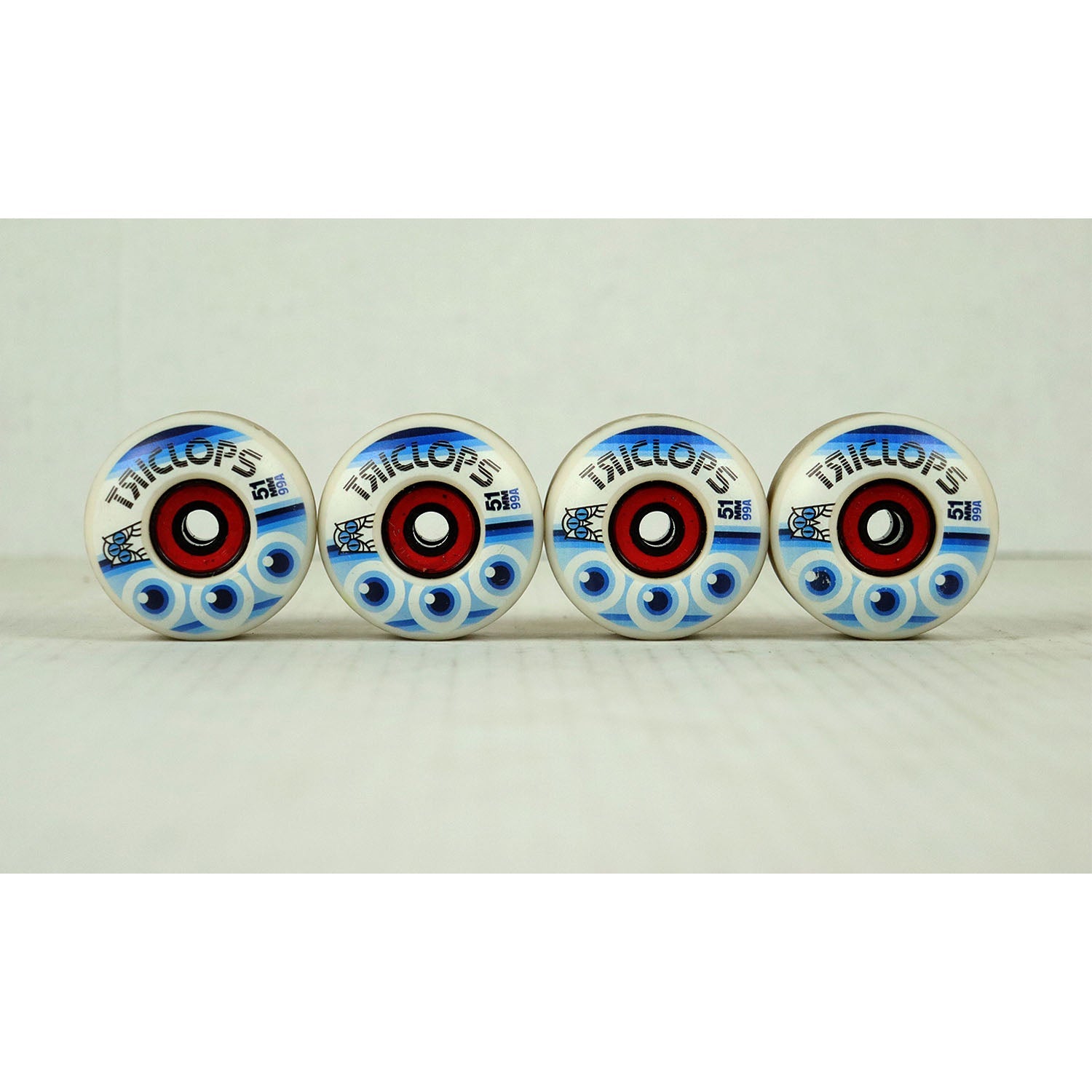 Blem Triclops Skateboard Wheels Third Eye 51mm 99A White with Abec 5 Bearings