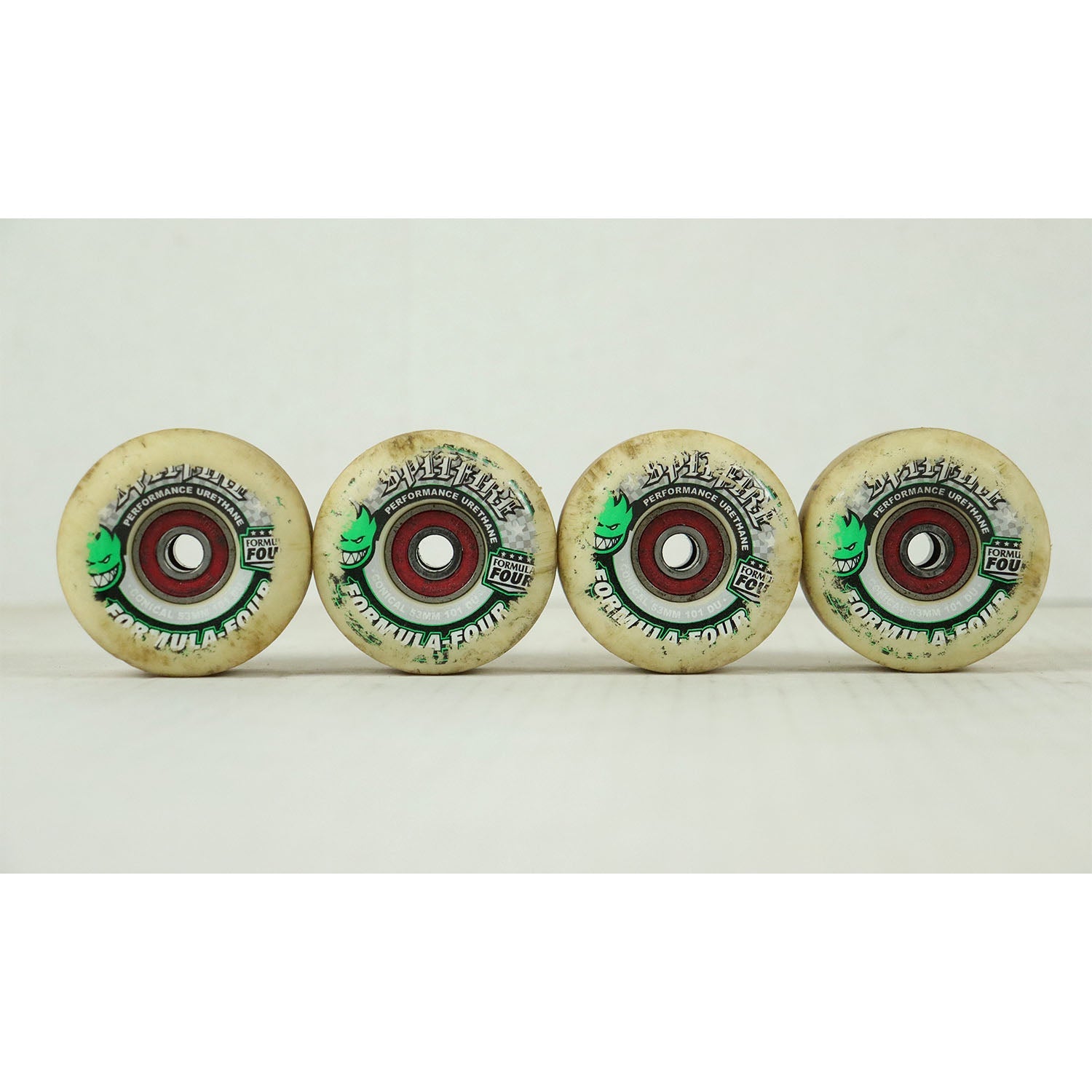 Blem Spitfire Skateboard Wheels 53mm F4 101A Conical (Green Print) Natural