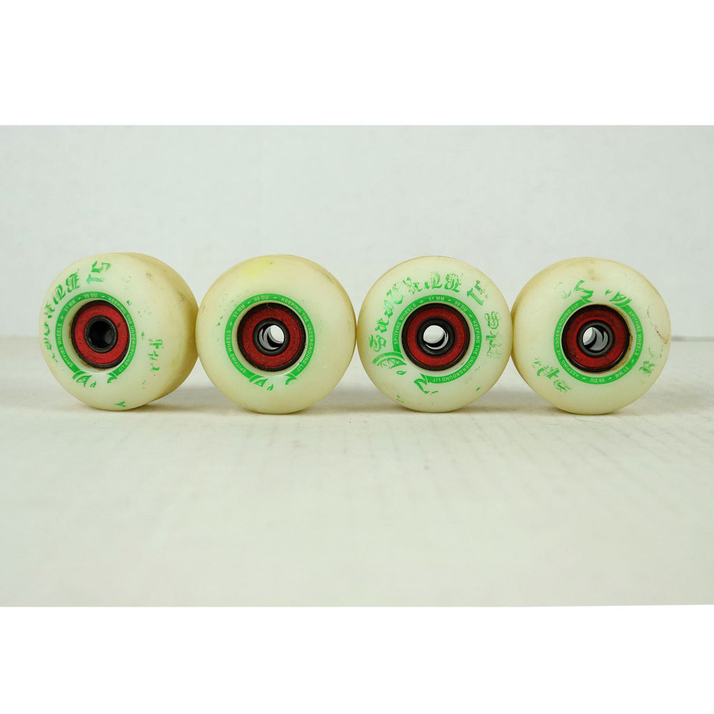 Blem Spitfire Skateboard Wheels Burners 51mm 99A White/Green with Bearings