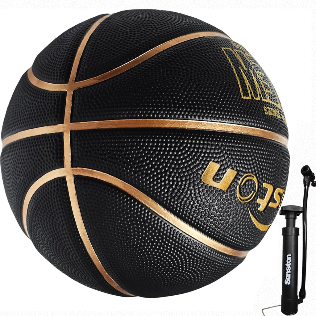 Senston 27.5''/29.5'' OutdoorBasketball ExcellentElasticity/Grip RubberBasketballs with Pump, DurableSize 5/7 Men Basketball
