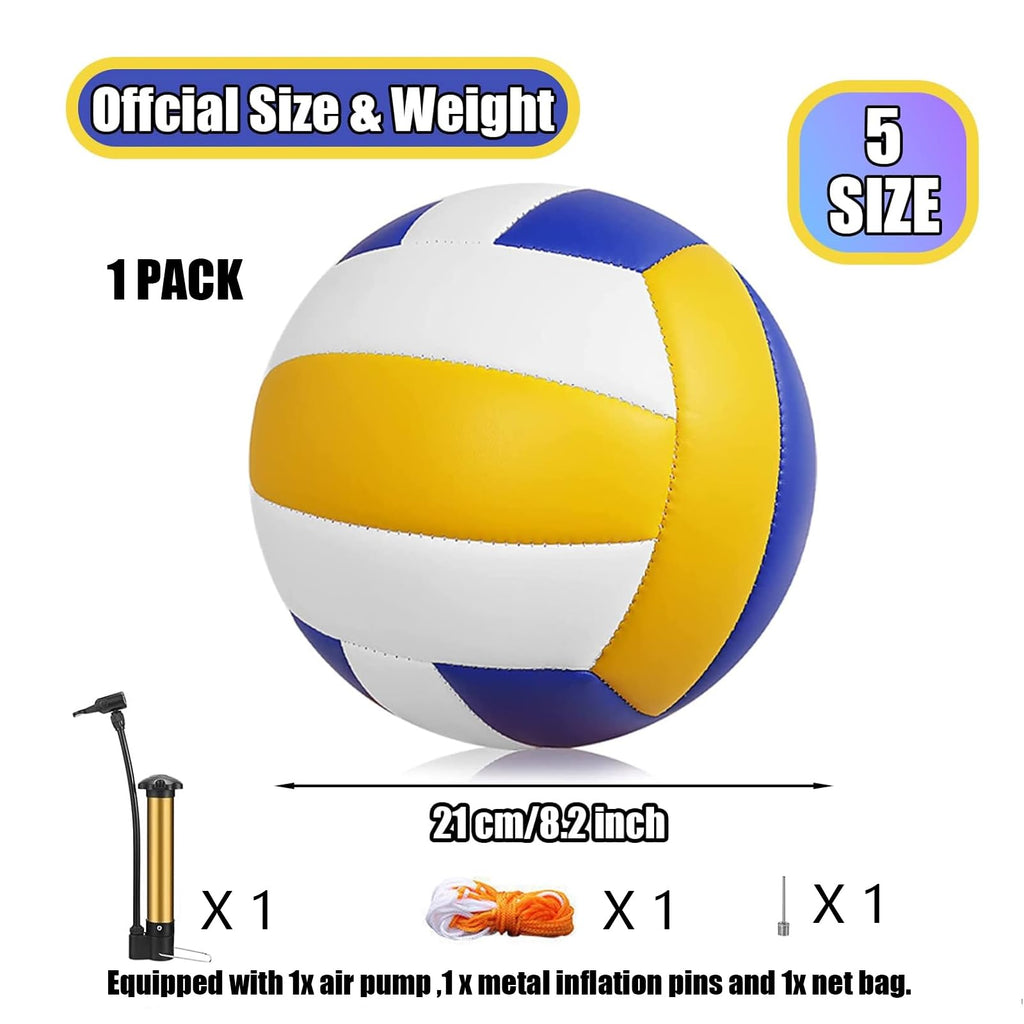 Magicorange Volleyball, 1 PackOfficial Size 5 Volleyballs- PULeather Indoor Outdoor SoftTouch Volleyballs for BeachPlay, Game,Gym,Training-Includes Ball Pump