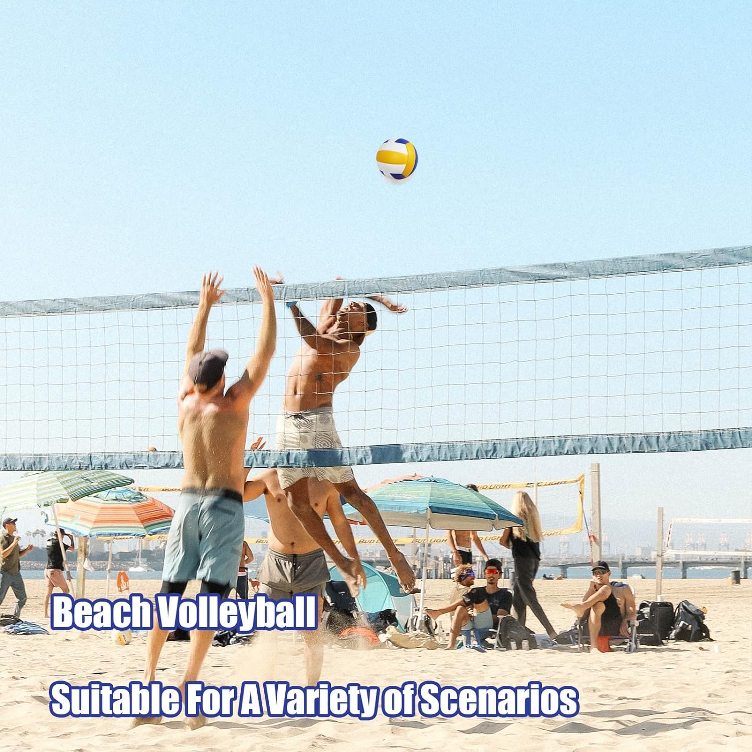 Magicorange Volleyball, 1 PackOfficial Size 5 Volleyballs- PULeather Indoor Outdoor SoftTouch Volleyballs for BeachPlay, Game,Gym,Training-Includes Ball Pump