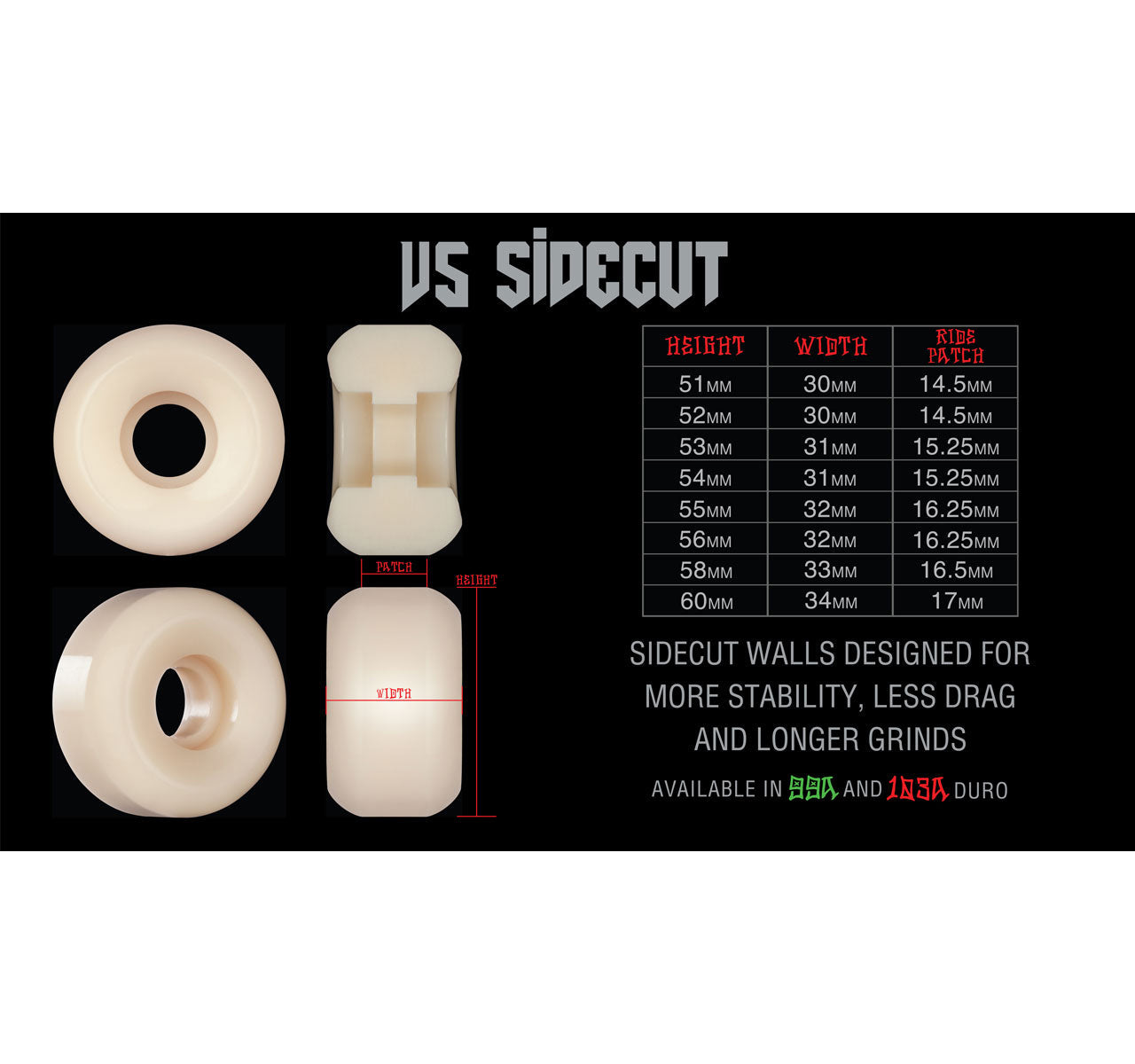 Bones Skateboard Wheels 51mm STF V5 Sidecuts 99A White