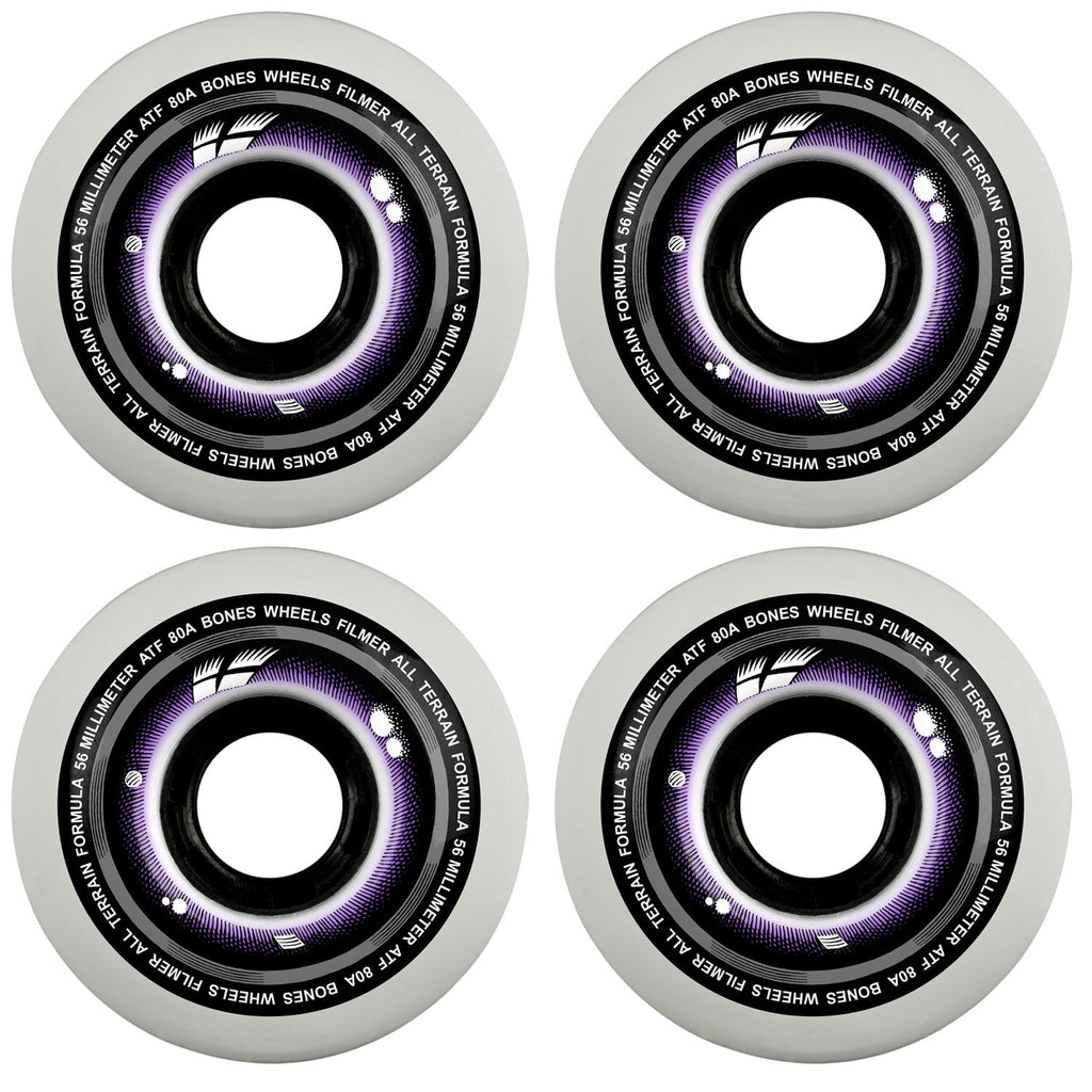 Bones Skateboard Wheels 56mm ATF Filmers All Terrain Formula 80A