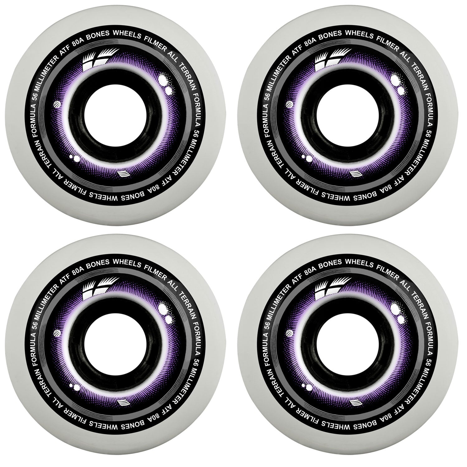 Bones Skateboard Wheels 60mm ATF Filmers All Terrain Formula 80A