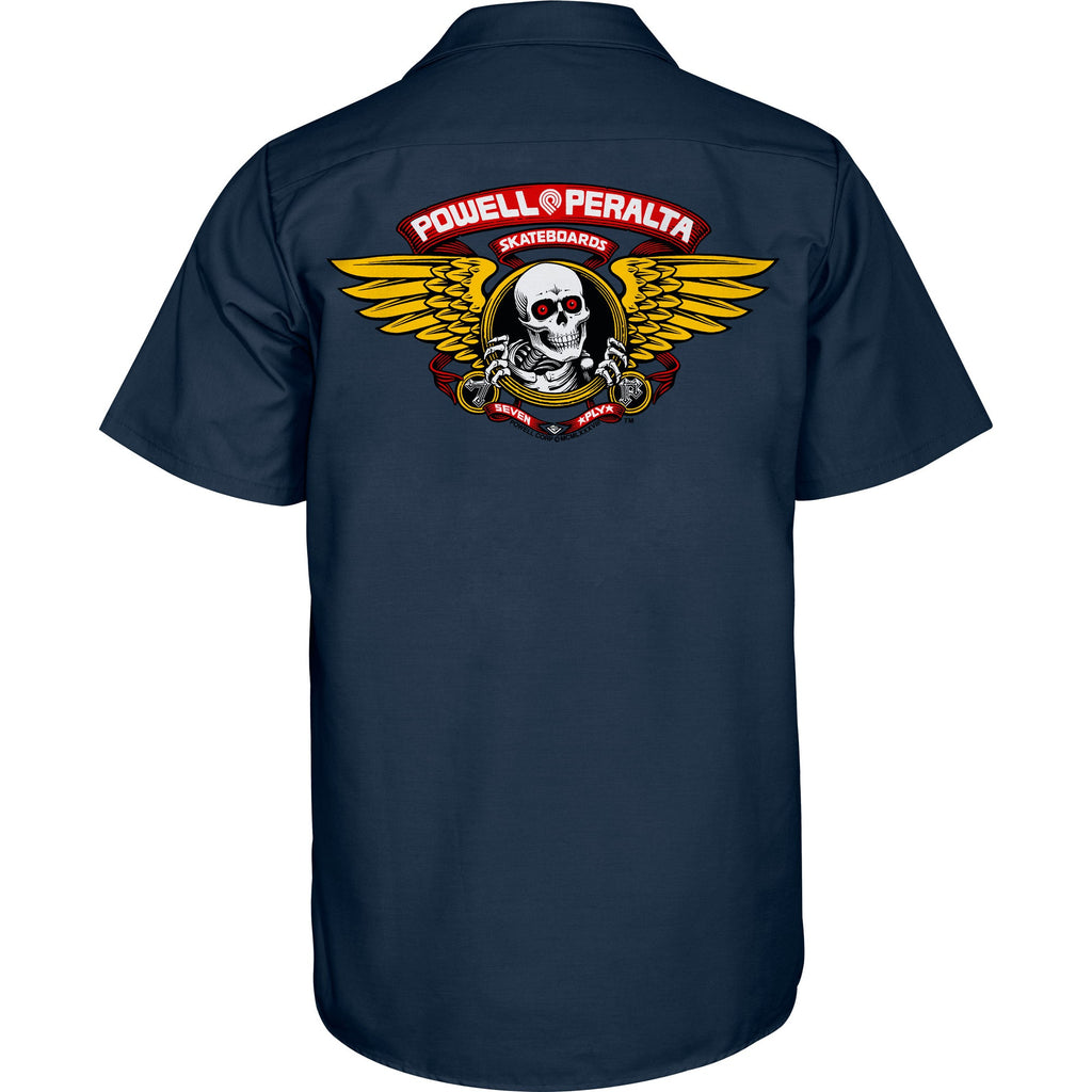 Powell Peralta Skateboards Work Shirt Winged Ripper Navy