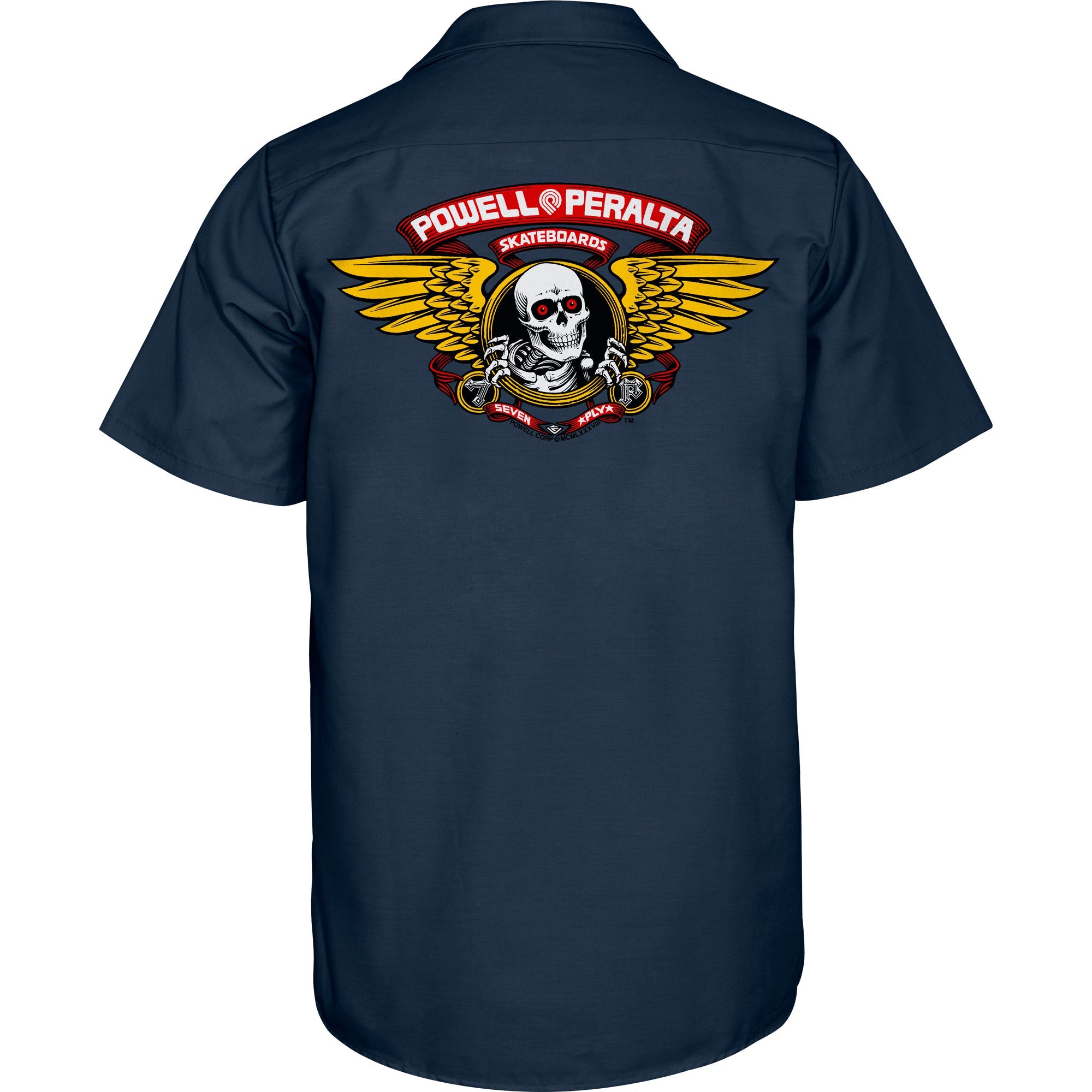 Powell Peralta Skateboards Work Shirt Winged Ripper Navy