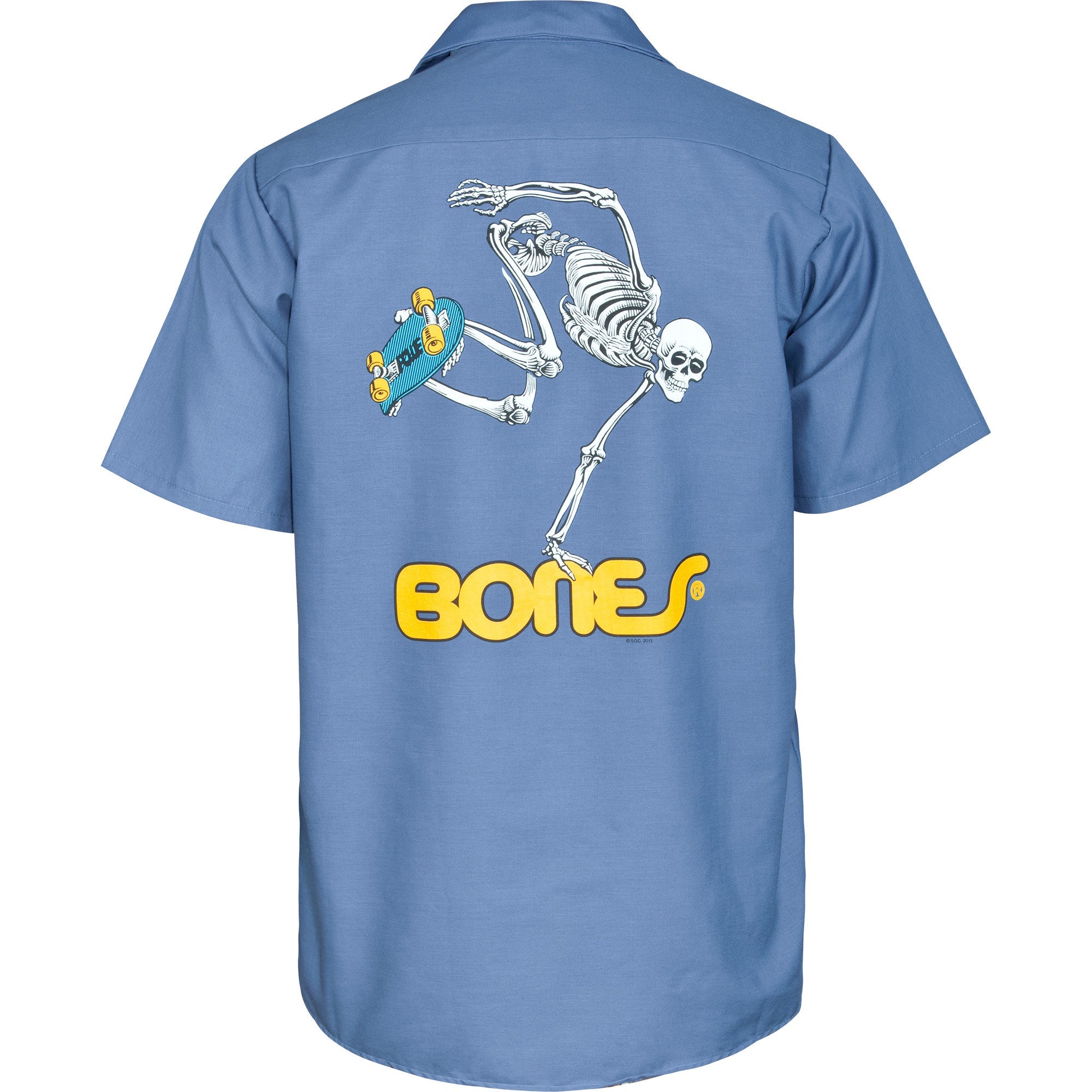 Powell Peralta Skateboards Work Shirt Skateboard Skeleton Postal Blue