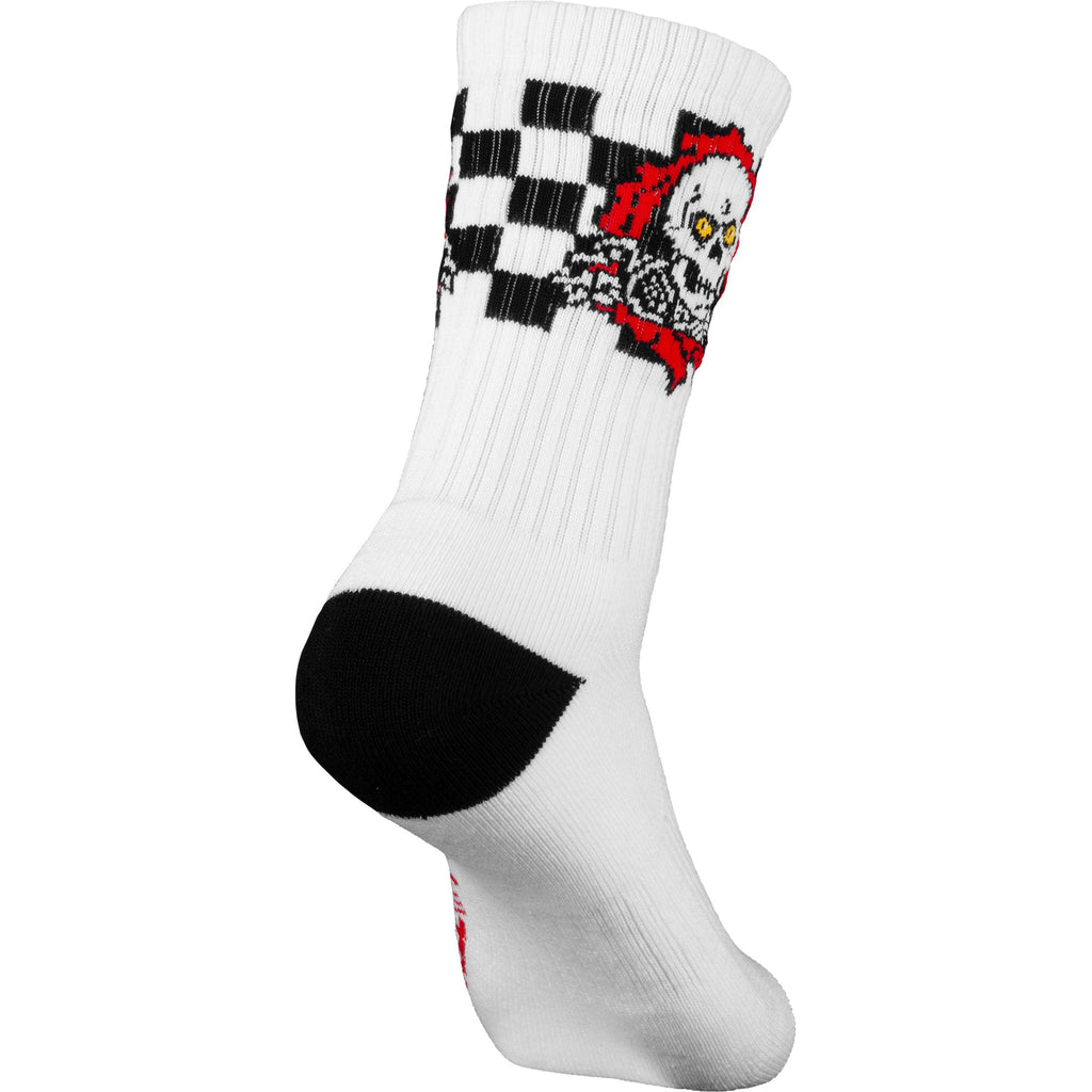 Powell Peralta Skateboards Socks Ripper Checker Stripes Crew White/Red/Black
